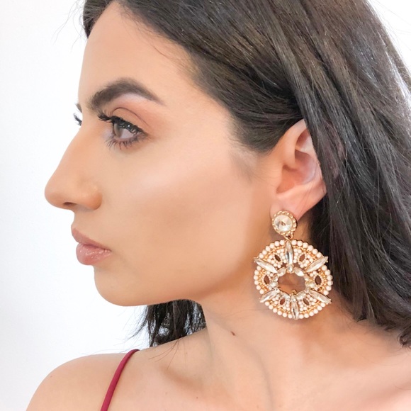 Rhinestone Statement Earrings - Picture 2 of 2